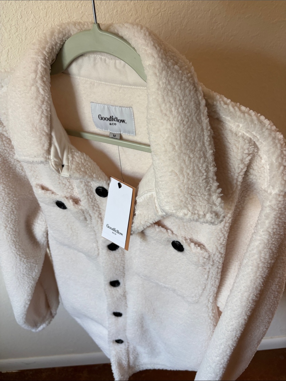 NWT Goodfellow Cream Faux Shearling Teddy Fleece Jacket M